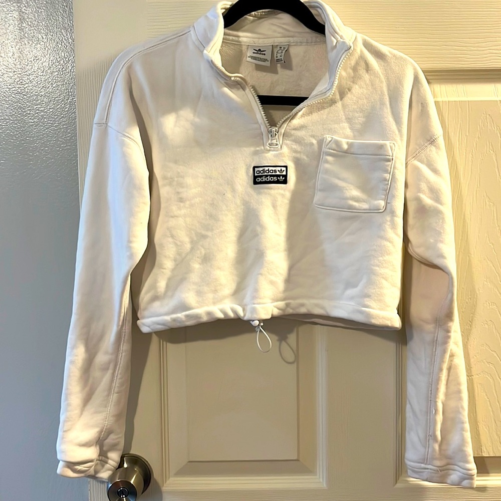 White Adidas Terry Cloth Crop Top